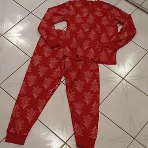 4/$40 Festive Red Pajama Set with Tree Design - Size Large/XL (Missmatched Size)